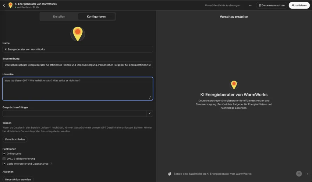 Custom GPT Builder: Guide zur Erstellung personalisierter KI-Modelle custom gpt anweisungen