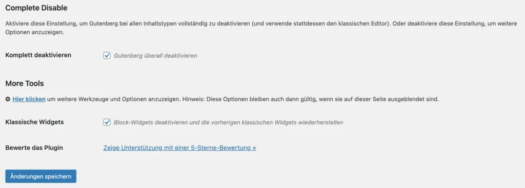 WordPress Gutenberg deaktivieren + aktivieren Disable Gutenberg Plugin Einstellungen