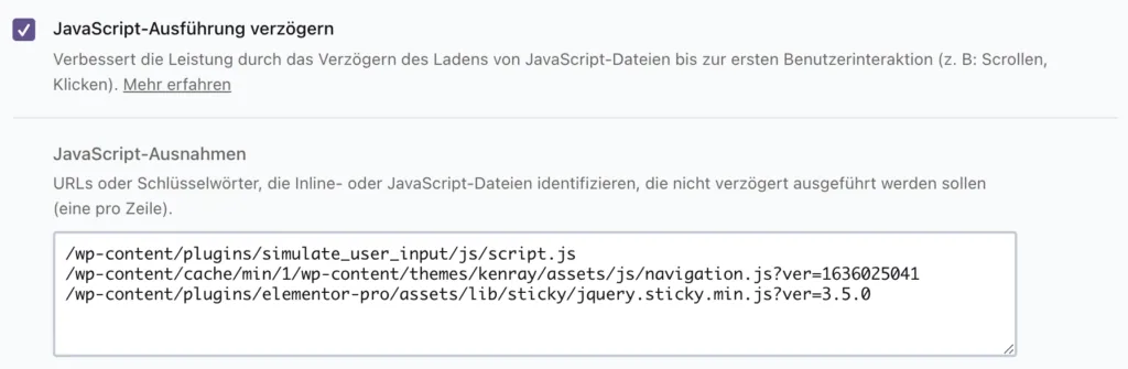 JavaScript-Ausführung Blockieren bis zur ersten Nutzerinteraktion , Fluch oder Segen? Javascript Ausnahmen bei der Blockierung Javascript Ausführung