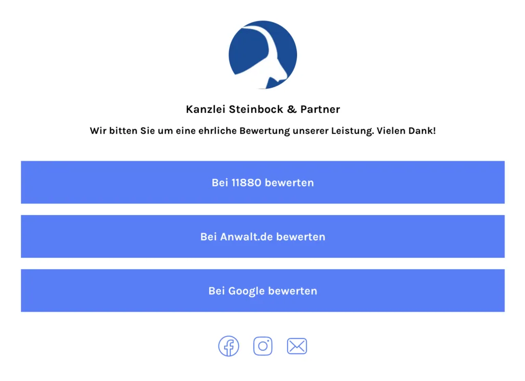 Reputationsmanagement , die hohe Kunst der Kundenbewertung Linktree Steinbock Partner Local SEO Kundenbewertungen