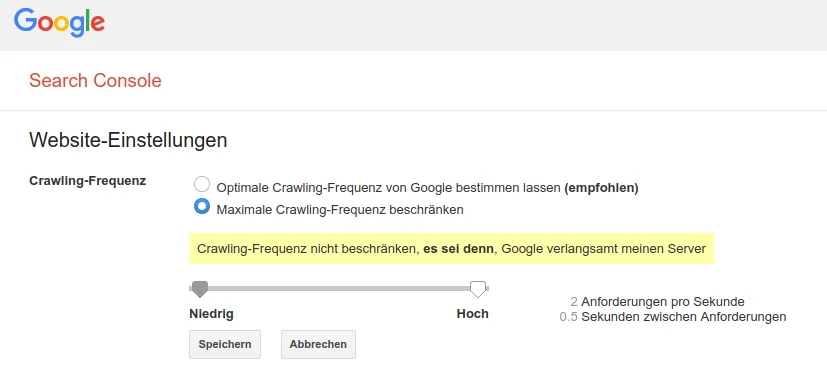 Robots.txt , Clever die Crawler steuern Google Crawl Rate einstellen Robots.txt