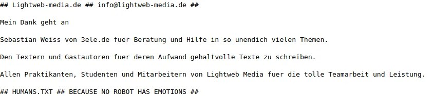 Robots.txt , Clever die Crawler steuern humans txt von Lightweb Media Robots.txt