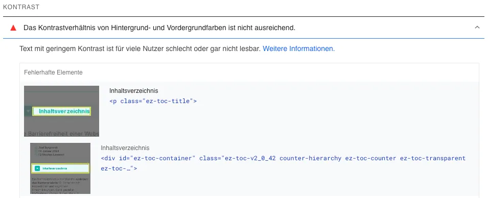 - Lightweb Media GmbH Barrierefreiheit der Website , Anforderungen, Checkliste, Prüfung Kontrastverhaeltnis Pagespeeed Insights Barrierefreie Website