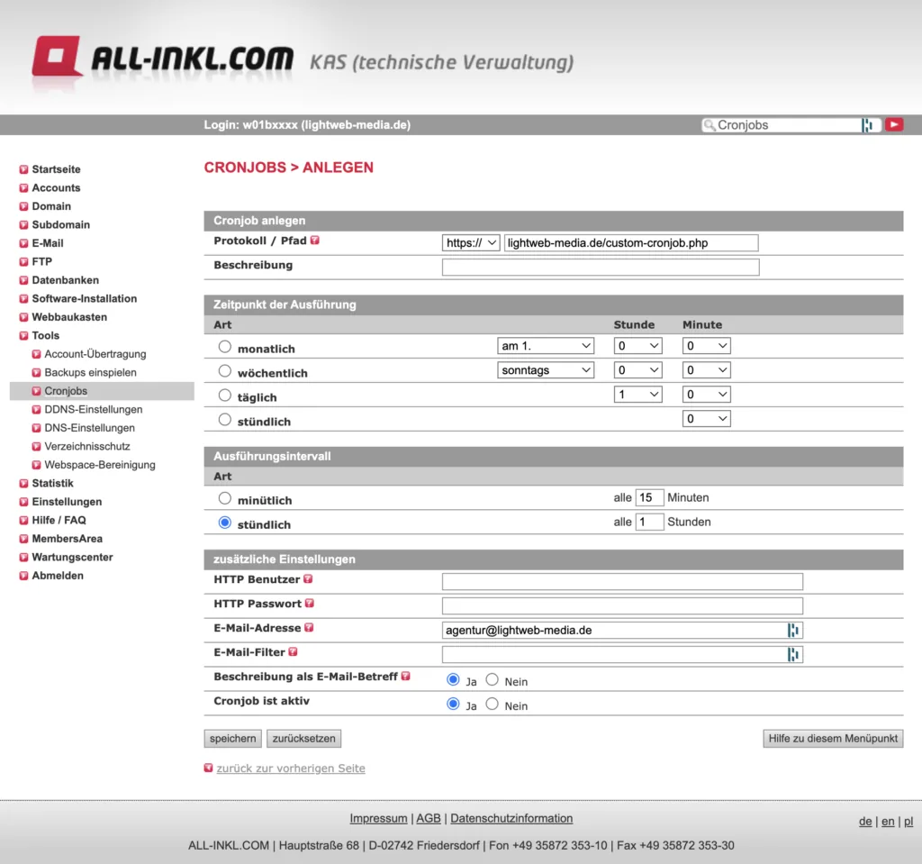 Anleitung für die Einrichtung eines echten Cronjobs in WordPress all inkl cronjob in wordpress einrichten