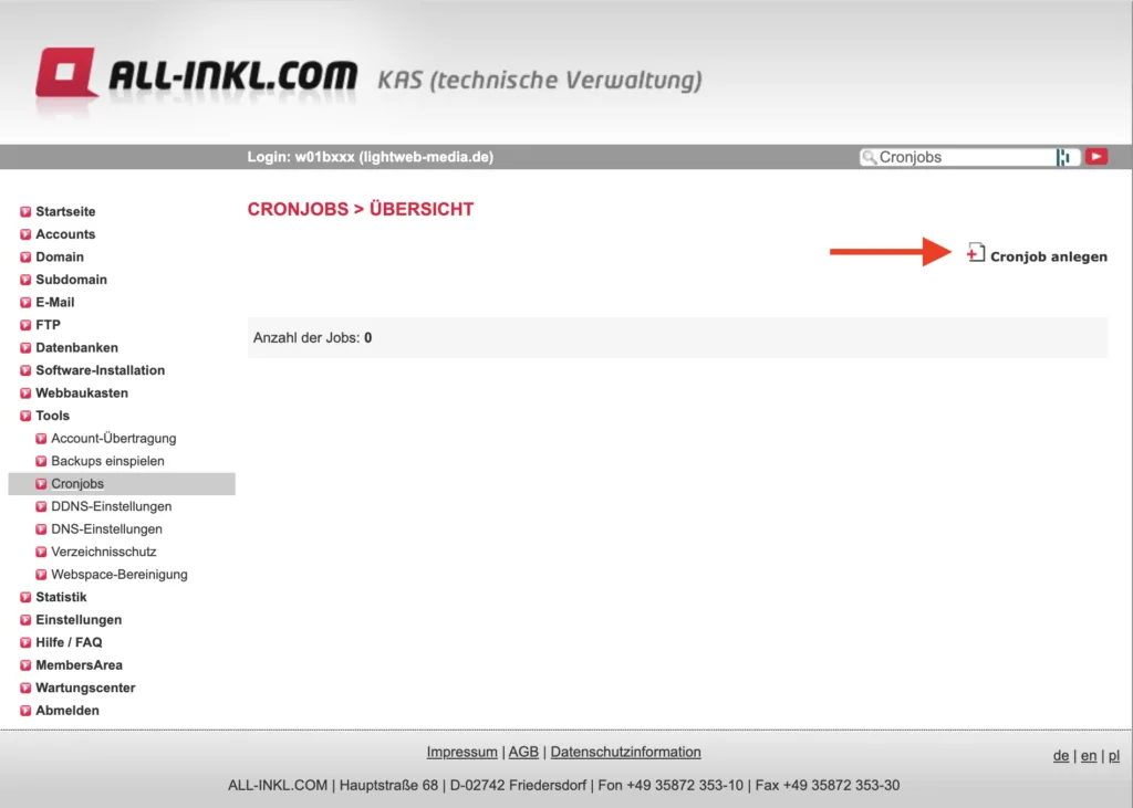 Anleitung für die Einrichtung eines echten Cronjobs in WordPress all inkl neuen cronjob anlegen