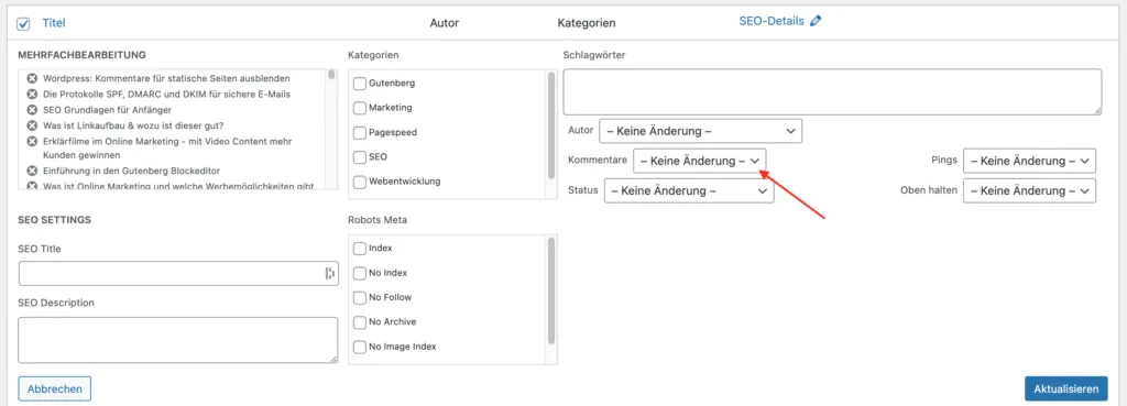 WordPress: Kommentare für statische Seiten ausblenden WordPress Kommentare ausblenden on Bulk